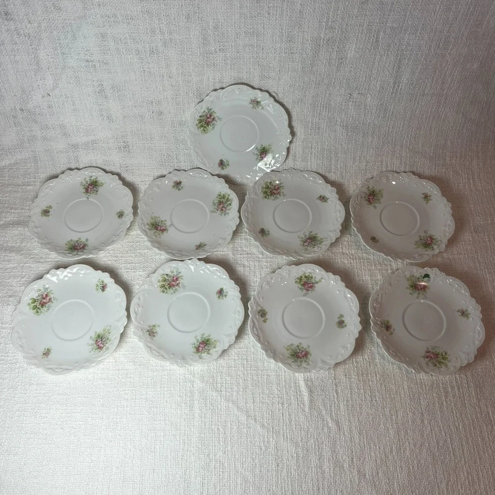Vintage Set of 9 Bassett‎ Austria Limoges Fine China Saucer 5.5